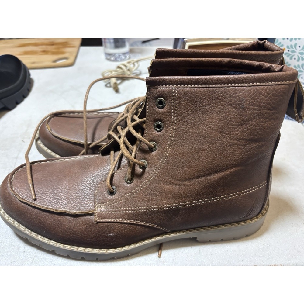 NAUTICA MADRYN BROWN FAUX LEATHER ANKLE HIKING MENS BOOTS 12